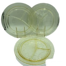3 Depression Glass Plates Yellow Cameo Ballerina Anchor Hocking 10.5&quot; Gr... - £18.69 GBP