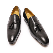 Men&#39;s Loafers Shoes Elegant Dress Shoes Wedding Office Leather Black Brown Slip - £96.92 GBP