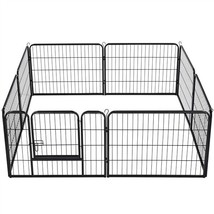 8 Panels Heavy Duty Metal Dog Playpen Portable Exercise Pen Fence 24&#39;&#39; Black - £111.36 GBP