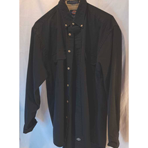 Dickies Men&#39;s Button Down Shirts Black Long Sleeve Collar Pockets M - $15.83