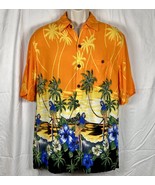 Aloha Hut Hawaian Shirt Size Medium Parrots Hybiscus Diamond Head - £17.08 GBP