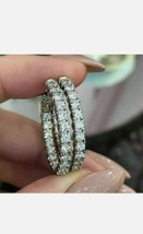 2.20Ct Imitación Diamante Aro Pendientes 14k Bañado en Oro Blanco Navidad Regalo - £76.22 GBP