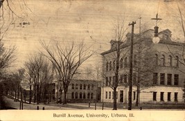 Burrill AVENUE-UNIVERSITY, Urbana Ill -ANTIQUE 1908-POSTCARD BK53 - £9.27 GBP