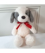 Walmart Puppy Dog Plush Cream Gray Off White Red Bow Holiday Time grey W... - £21.33 GBP