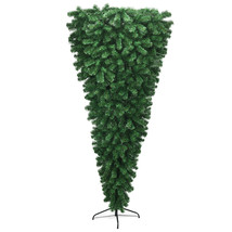 7Ft Unlit Upside Down Artificial Christmas Tree W/1000 Branch Tips Holiday Green - £101.82 GBP