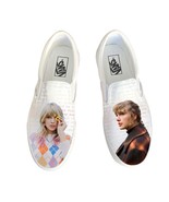 Taylor Swift Lyrics Custom White Slip On Vans - Men&#39;s And Women&#39;s Shoes - $169.00