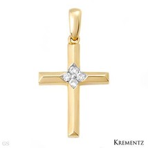 krementz cross pendant with diamonds made in 14k yellow gold - £37.75 GBP