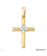 krementz cross pendant with diamonds made in 14k yellow gold - £38.03 GBP