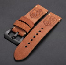 Premium Italian Suede Leather Handmade Watch Strap 20mm Flottiglia Brown Black - £20.86 GBP
