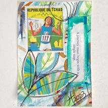 ACEO Original Acrylic Painting Chad Postage Stamp Art Tristina Dietz Elmes ATC - £11.25 GBP