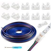 4 Pin Led Strip Connectors Solderless 10 Pcs With 16.4Ft Extension Cable... - £19.22 GBP