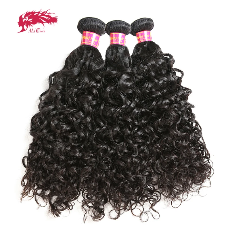 Ali Queen Hair Brazilian Water Wave Virgin Hair Weaves Bundles 10&quot;-30&quot; Natural - £470.50 GBP