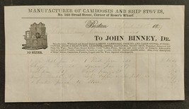 1859 Antique Billhead Boston Ma John Binney Ship Camboose Schooner Fannie Currie - £53.69 GBP