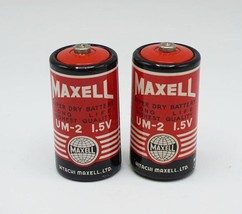 Lot of 2 Hitachi Maxell C Battery Collectible Japan Used Non Working - $19.79