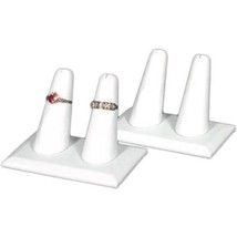 2 Displays Double Ring White Leather Jewelry Showcase - £19.64 GBP