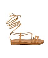 Sandalias de cuero con puño al tobillo color natural para las mujeres he... - $58.72