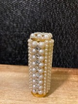 Wiesner of Miami Lipstick Case White Beads Bejeweled Beautiful - $32.26