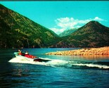 Speed Boat on Water Lake Chelan at Cedar Creek Washington WA UNP Chrome ... - $3.91