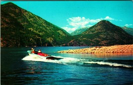 Speed Boat on Water Lake Chelan at Cedar Creek Washington WA UNP Chrome Postcard - £3.06 GBP