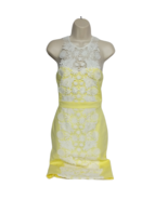 London Dress Company Sheath Dress Size 2 Yellow White Floral Crochet Sle... - $53.24 CAD