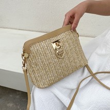 Summer Straw Crossbody Bags For Women Handmade Woven Shell Bag Soft PU Leather B - £17.00 GBP
