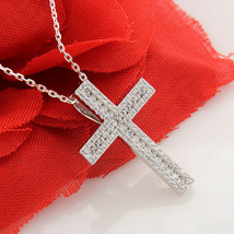 1.75 Karat Labor Erstellt Rund Schliff D / VVS1 Diamant 14k Weiß Vergoldet Kreuz - £74.88 GBP