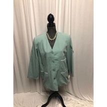 Lana Lee Womens 12 Petite Green Pockets Button Front Women&#39;s Jacket NEW - $23.52