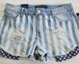 NWT Tinsel Shorts Stripe Light Wash Mid Rise Denim Frayed Hem Distressed 29 - $18.80