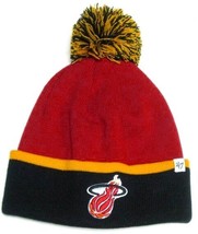 Miami Heat NBA Two Tone Cuff POM Ball Knit Hat Cap Red / Black Ski Beanie - €13,01 EUR