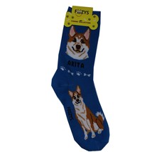 Akita Dog Womens Socks Foozys Size 9-11 Blue - £5.42 GBP