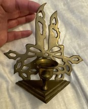 Brass Candle  Holder Israel Memorial Yahrzeit Candlestick - $39.59