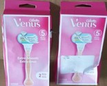 Lot Of 2 Gillette Venus Extra Smooth Pink 2 Razors &amp; 4 Cartridges 5 Blades  - $17.72