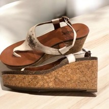 Lucky Brand white studded cork wedge sandals Women’s Size 8 - $23.50