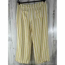 Cato Linen Blend Pants Size 18/20WP (36x28) Yellow Stripe Wide Leg High ... - £15.54 GBP