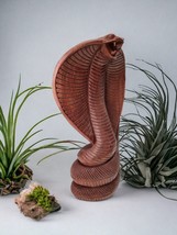 Solid Wood Cobra Carving Sculpture Decor Statue Snake Oriental Cobra - $37.11+