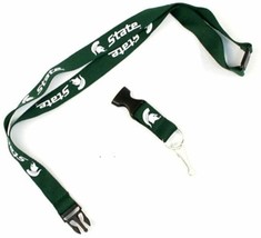 NCAA Michigan State Spartans Green 1 Sided Lanyard with Clips 23&quot; Long 3/4&quot; Wide - £7.45 GBP