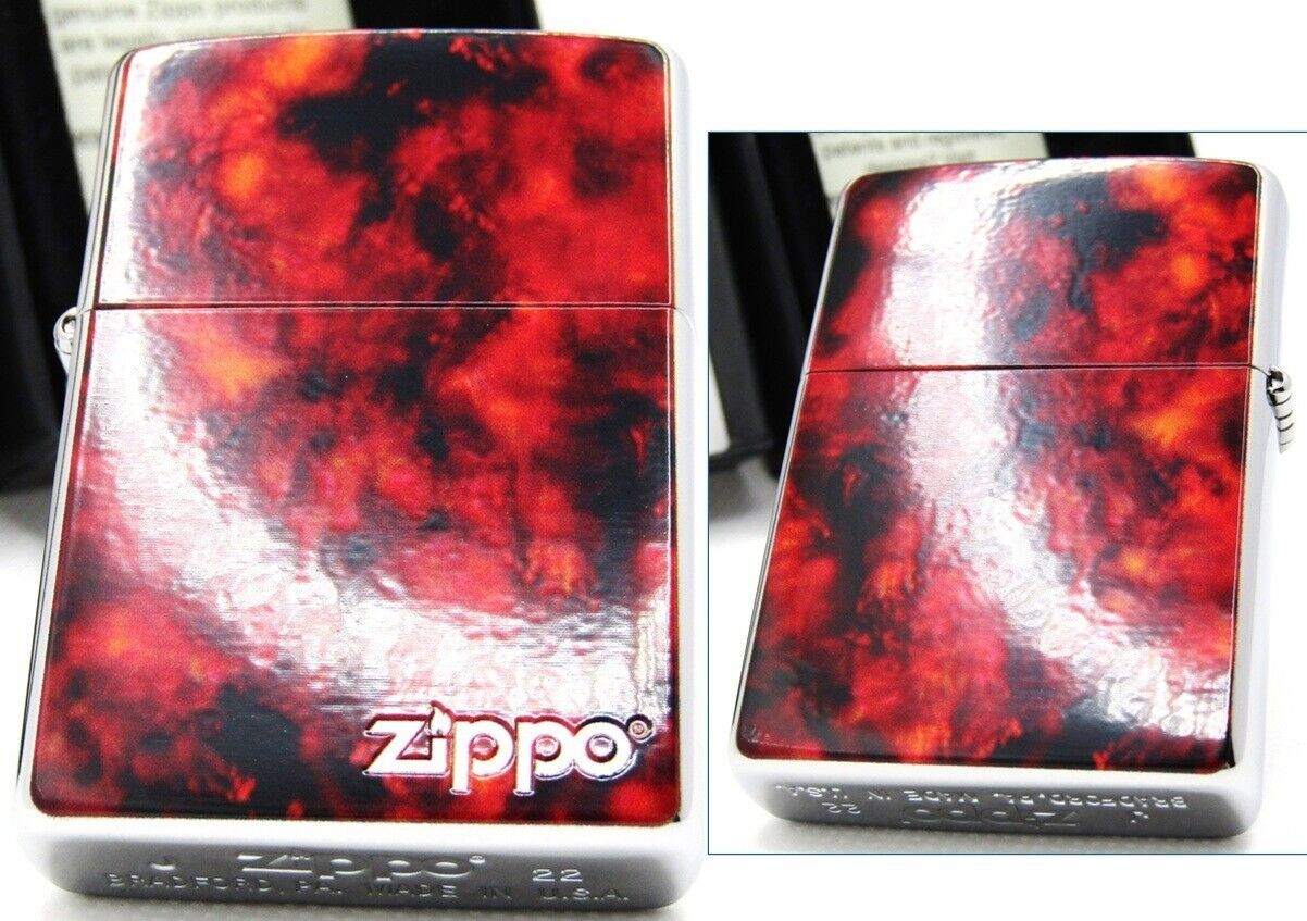 Marble Logo Red Double Sided Zippo Oil Lighter 2022 MIB Rare - $53.46