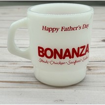 Vintage Bonanza Restaurant Milk Glass Coffee Cup Mug Happy Father&#39;s Day - $12.19