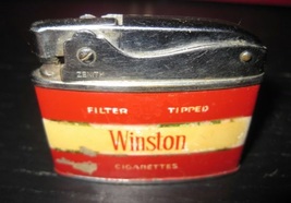 Vintage ZENITH WINSTON Filter Tipped Cigarettes Flat Automatic Petrol Lighter - £8.64 GBP