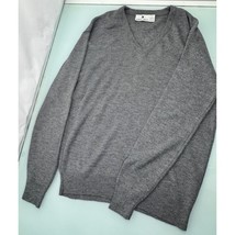 Vintage Robert Bruce Men Sweater V Neck Pullover USA Made Gray Acrylic L... - £19.44 GBP