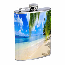 Fiji Islands D6 Flask 8oz Stainless Steel Hip Drinking Whiskey Tropical Pacific - £11.83 GBP