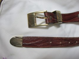 &quot;BROWN LEATHER BELT WITH GOLD &amp; SILVER TONE STUDS&quot;&quot; - MADE IN ITALY - £6.86 GBP