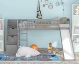 Stairway Twin Size Loft Bed With Two Drawers And Slide, Gray - $753.99