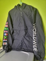 HUF Worldwide Jacket Coat Pullover Half Zip Black Mens Medium  - £52.22 GBP