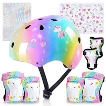 Kids Helmet, Toddler Bike Helmet with DIY Stickers Unicorn Knee Pads and... - $64.61