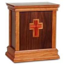 Large/Adult 225 Cubic Inch Walnut Cross Handcrafted Wood Funeral Cremation Urn - $399.99