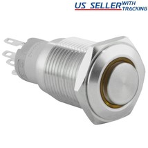 16Mm Stainless Steel Momentary Push Button Switch With Yellow Led - $15.99