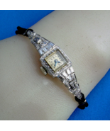 Earth mined Diamond ART Deco Ladies Watch Gatsby 20s Vintage Solid Plati... - $3,776.25