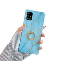Anymob Samsung Gold And Blue Marble Ring Holder Case Silicone Shockproof Cover - £22.59 GBP