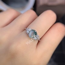 925 Sterling Silver New Design for Natural Moss Agate Ring Wedding Rings for Cou - £26.67 GBP